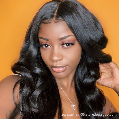 Raw Body Wave Virgin Hair Wig,wholesale Human Hair 13x4 Lace Front Wigs 100% Brazilian Swiss Lace Natural Black 1 Piece Long